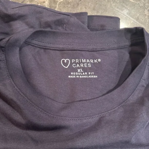 NEW 2 Primark Navy Tagless Crewneck T-Shirts (XL)- Regular Fit - Picture 7 of 11